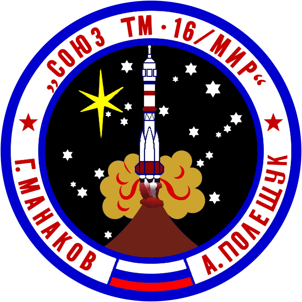 Mission patch for Soyuz TM-16